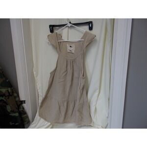 Cupio Blush Tan Beige Double Gauze Flutter Sleeve Tiered Boho Tank Top XL